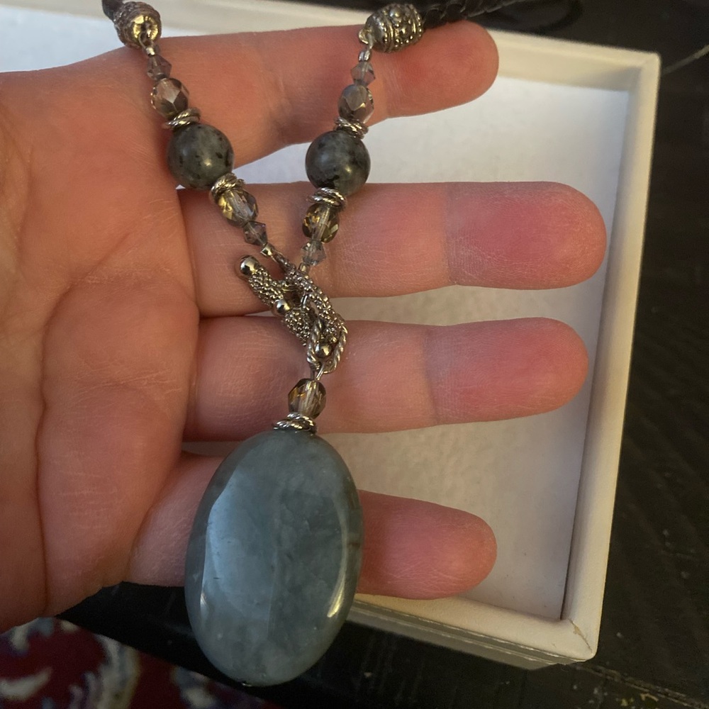 Necklace with blue glass stone